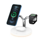 3-in-1 Magnetic Wireless Charger: Compatible with Apple, Fast Charging Station for MagSafe Chargers, 15W.