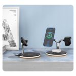 3-in-1 Magnetic Wireless Charger: Compatible with Apple, Fast Charging Station for MagSafe Chargers, 15W.