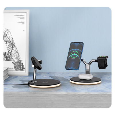 3-in-1 Magnetic Wireless Charger: Compatible with Apple, Fast Charging Station for MagSafe Chargers, 15W.