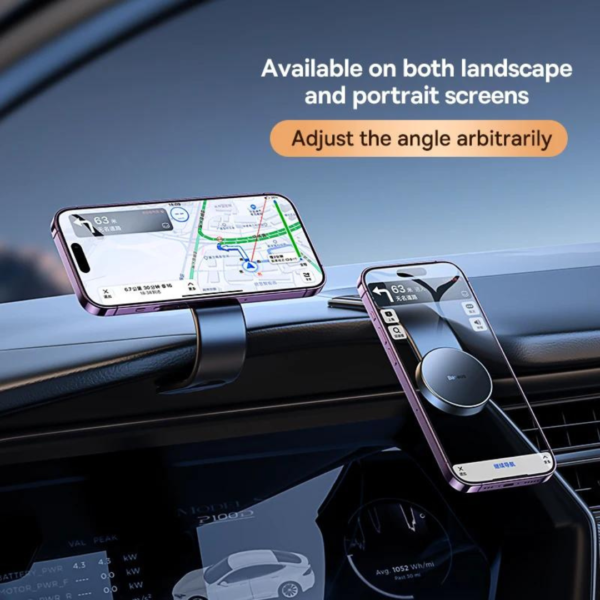 Wireless Charger Phone Holder for Car: Magnetic, Bendable, Dash Mount, 15W Compatible with Phones.