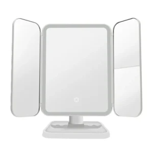 Trifold Makeup Mirror With Light 68 LED Vanity Mirrors 10X Magnifying 180Rotation