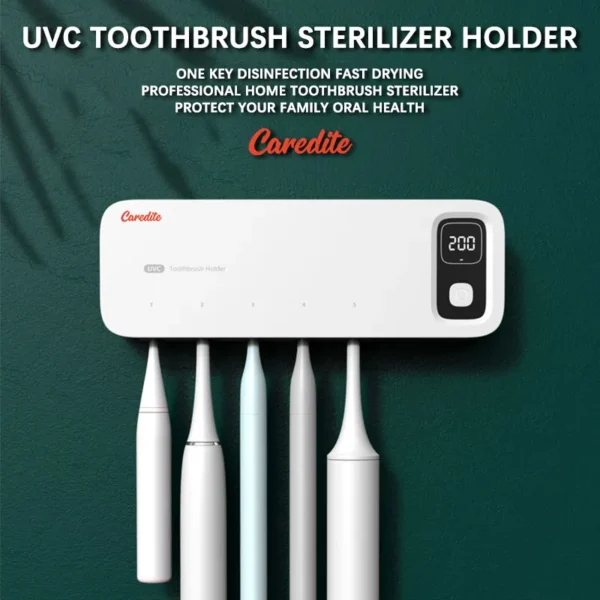 Caredite 2023 Toothbrush Sterilizer Holder With New Multi Colors, Fast Drying Professional Home Toothbrush Sterilizer Protect Your Family Oral Health Bathroom Wall-mounted Adjustable