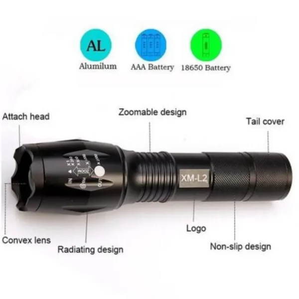 5000 Lumens Led High Power Flashlight